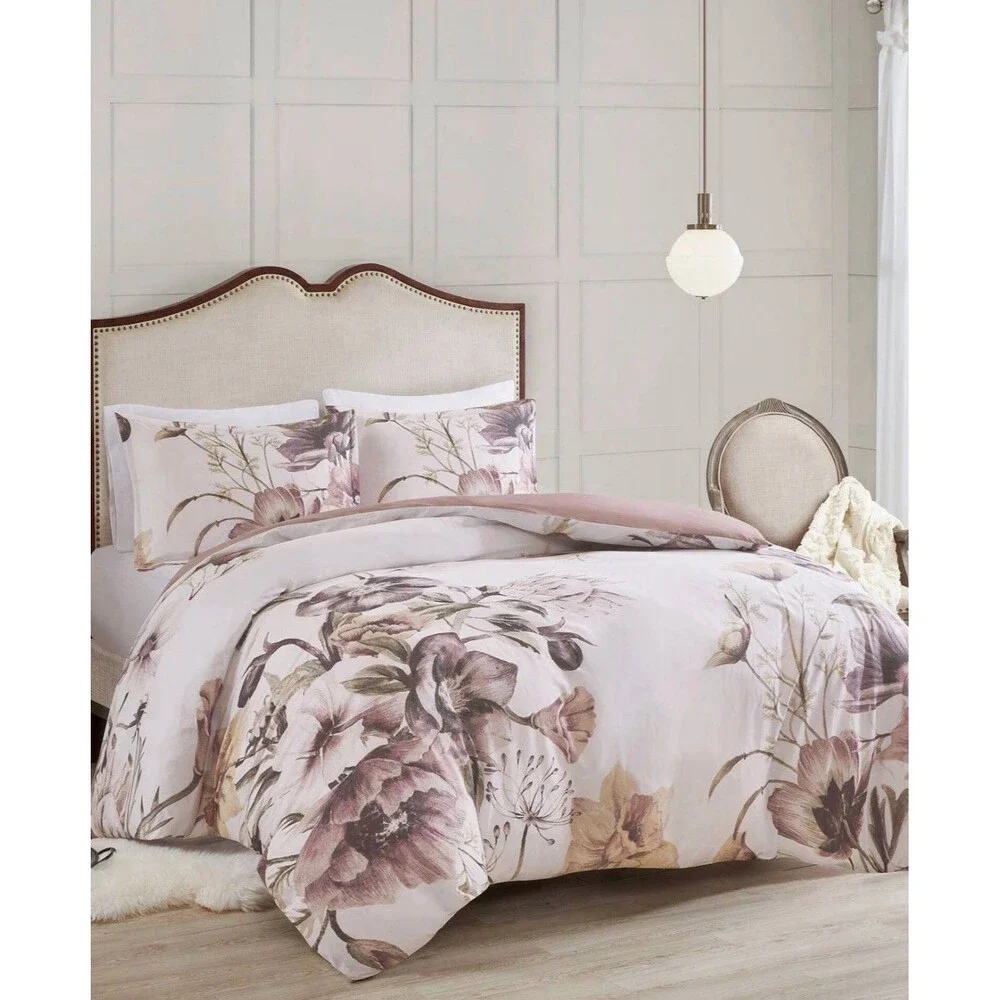 3pc Full/Queen Maddy Cotton Printed Duvet Cover Set Blush - Madison Park NEW